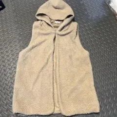 フード付きボアベスト M ベージュ
