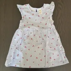H&M ストライプ柄チェリー刺繍ワンピース 9-12M