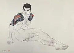 三島剛　 若者　直筆画　真作　Go Mishima 薔薇族 三島剛 直筆画 真作 Go Mishima 若者 - メルカリ