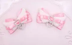 天使の羽♡ヘアクリップ ピンクリボン ハート 量産型 ロリィタ 地雷系