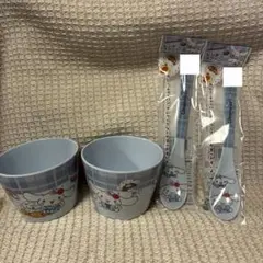 【新品】シナモロール メラミン樹脂小鉢、レンゲスプーン各2点セット ダイソー