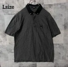 BURBERRY LONDON Lsize 半袖ポロシャツ ボーダー ブラック