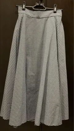ユニクロ　サーキュラースカート　ストライプ　青　S