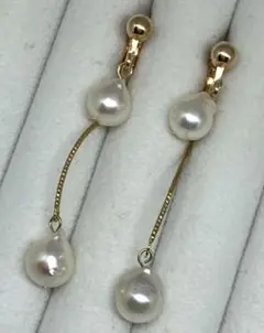 あこや真珠　イヤリング　金色　ゴールド　本真珠　真珠　パール　新品　未使用243