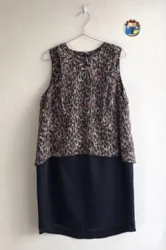 KBFケービーエフ　ノースリーブ/ワンピース/総柄/モザイク柄/膝丈