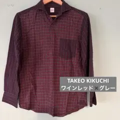 TAKEO KIKUCHI タケオキクチ チェック×ストライプ 長袖シャツ M
