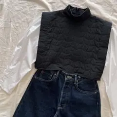ZARA ザラ　キルティングベストレイヤードトップス　ドッキング　ベスト　黒