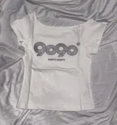 9090 OG Logo Off Shoulder Glitter Tee