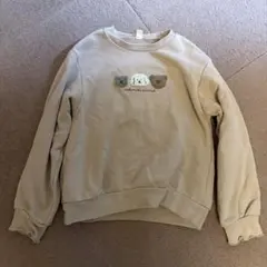 apres les cours 動物刺繍 ベージュ スウェットトレーナー