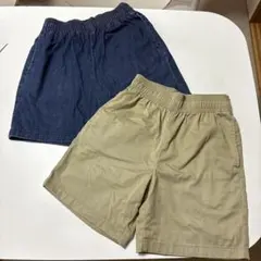 GU シェフショーツ2枚セット　ベージュ　デニム　S ハーフパンツ