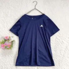 美品★ 【adidas】 レディース 吸水速乾 ストレッチ Tシャツ ネイビー