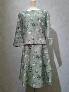 LAURA ASHLEY ローラアシュレイ 花柄 スカートセットアップ グリーン