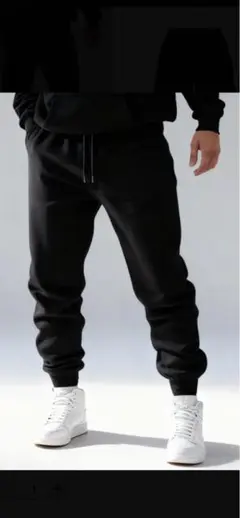 ブラックジョガーパンツ ウエスト調整可能