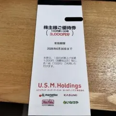 U.S.M. Holdings 株主優待券 3,000円分のサムネイル