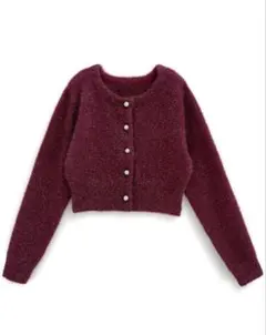 ラメシャギーニットカーディガン　レッド