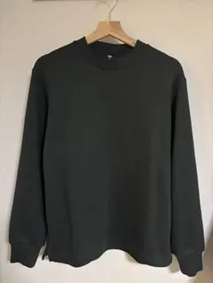 ユニクロ　ソフトニットフリースクルーネックT 紳士M 58 ダークグリーン