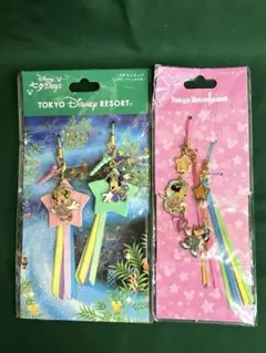 ミッキー&ミニー　七夕ペアストラップ2点　未使用品