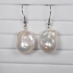 バロック パール ホワイト フックピアス 天然淡水  真珠 シルバー #012A