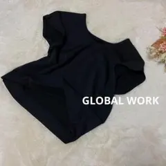 【グローバルワーク】　カットソー　Tシャツ　ノースリーブ　ワッフル素材　黒