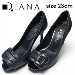 【美品】DIANAダイアナ オープントゥ パンプス ブラック 23cm バックルのサムネイル