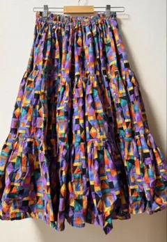 幾何学模様 フレアスカート 多色