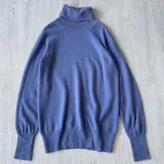 美品IENAイエナ　カシミヤタートルネックプルオーバー　カシミヤ100%ブルー