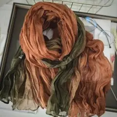 【送料無料】◆ストール◆赤茶〜カーキグリーンのグラデーション◆175x75cm