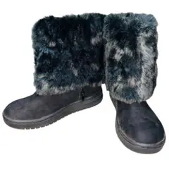 ユナイテッドカラーズオブベネトン☆フェイクファーブーツ☆37☆ブラック☆23.5