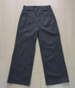 インディゴ デニム風ワイドパンツ