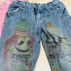 キッズ 120 デニムパンツ 男の子 女の子 総柄 プリント 個性 派手