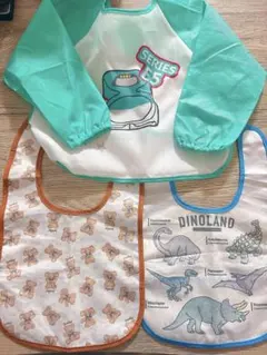 お食事エプロン エプロン はやぶさ くま 恐竜 セット ベビー キッズ 子供