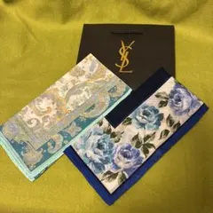 YSL 花柄・ペイズリー ハンカチ2枚セット　約46cm