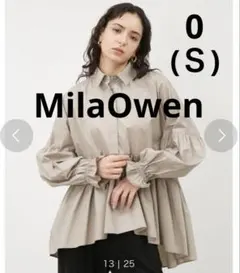 ミラオーウェン☆ シャツ衿ギャザーチュニックブラウス☆0(Ｓ)