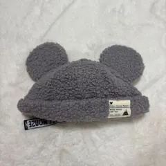 ディズニー ミッキー ボアキャップ グレー