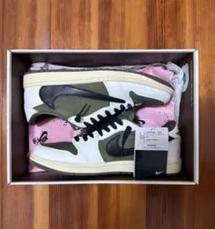 エアジョーダン1 LOW OG SP リバースオリーブ26.5cm 中古美品 Travis Scott × Nike TD Air Jordan 1 Low OG SP 