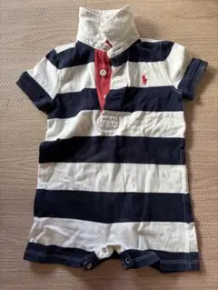 ネイビーとホワイトのストライプ ロンパース