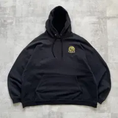 USA古着　Hanes　ビンテージ　パーカー　企業ロゴ　両面　刺繍　ブラック