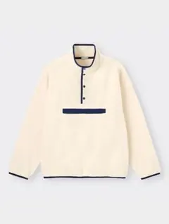 GUマイクロフリーススナップビッグプルオーバー ナチュラル