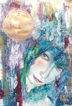 美人画 水彩 抽象 現代アート 手描きイラスト 原画 art 13 - メルカリ
