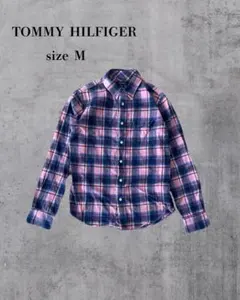 【TOMMY HILFIGER】フランネルシャツ ピンク ネイビー Mサイズ