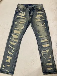 mnml ミニマル デニム クラッシュ加工 drip HIPHOP 34inch