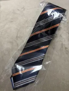 AOKI LES MUES レミュー ネクタイ ネイビー オレンジ ストライプ