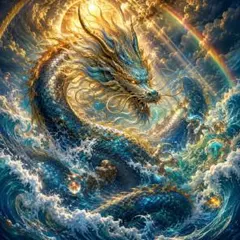 オリジナルデジタルアート 龍と虹プリント写真Lサイズ