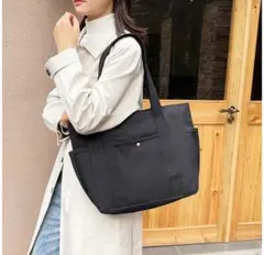 キャンバストートバッグ 大容量 シンプル 肩掛け A4対応