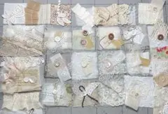 10.ジャンクジャーナル素材 エンベリッシュメントレース 布地 リボン 20枚