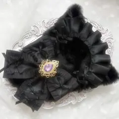 ぬい服　着ぐるみ　10〜12cm用　ブラック パープル ねこ チェーンフック付き