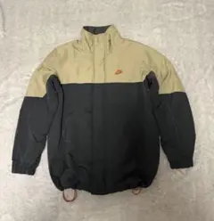 00s NIKE Lサイズ パフジャケット ツートン 刺繍ロゴ ドローコード