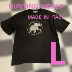 ハンティングワールド　ロゴプリント　Tシャツ　Lサイズ　 黒　イタリア製のサムネイル