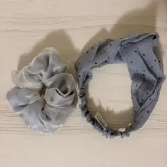 LUNA EARTH 髪飾り　水玉ヘアバンド　シュシュ　水色　2点セット