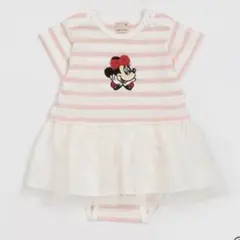 【新品】プティマイン　ミニーマウス刺繍ロンパース　70cm